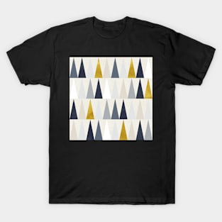 Geometric Pointy Triangles in Blue and Gold T-Shirt